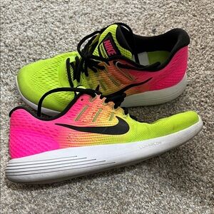 Nike Women's Bright Pink and Lime Sneakers